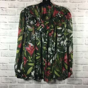 French Connection Women's Blouse Multicolor Size XS Floral Print Crinkle Button